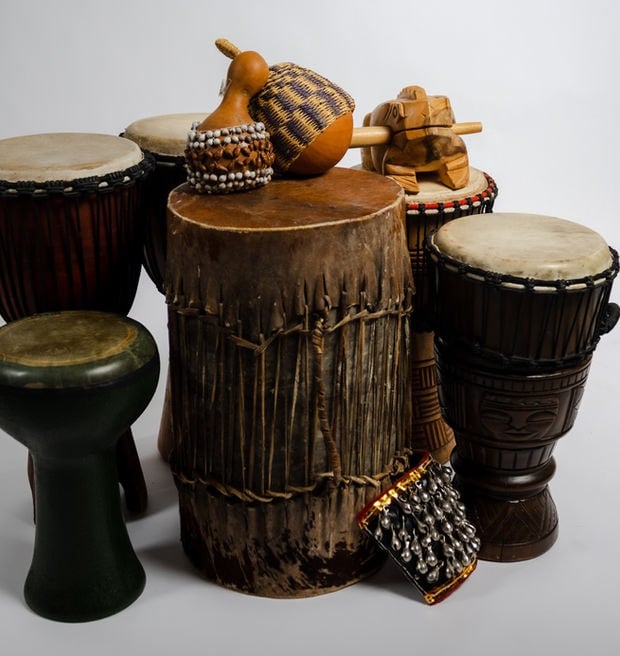 The Pulse of Life community drumming circle in Sherwood Park, Alberta — hand drums, rhythm cradle, Earth Harmony Sound and Wellness